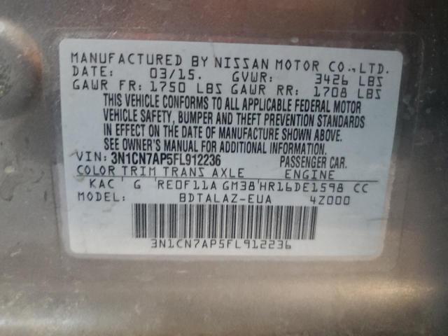 Photo 12 VIN: 3N1CN7AP5FL912236 - NISSAN VERSA S 