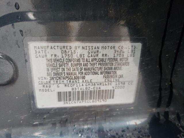 Photo 9 VIN: 3N1CN7AP5GL809190 - NISSAN VERSA S 