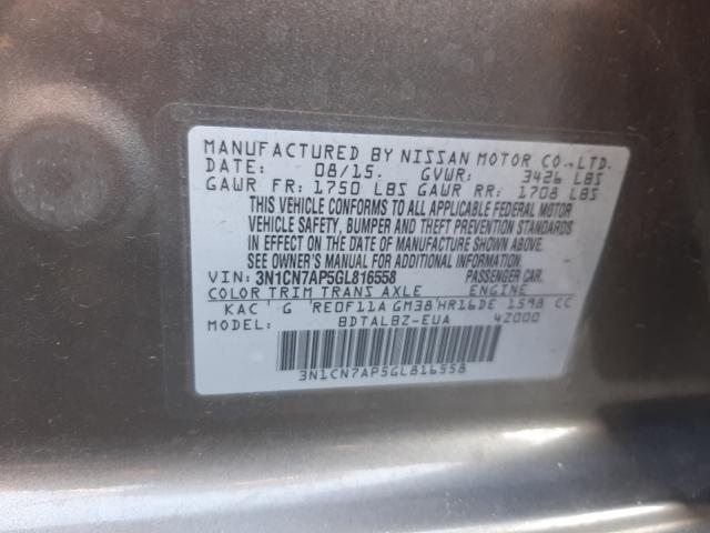 Photo 9 VIN: 3N1CN7AP5GL816558 - NISSAN VERSA S 