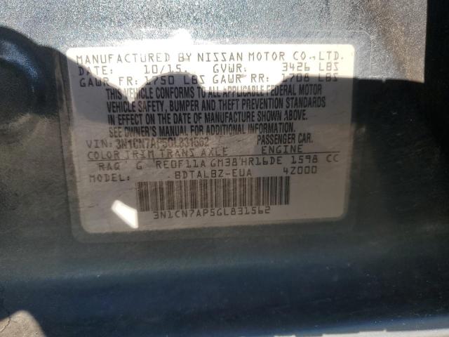 Photo 12 VIN: 3N1CN7AP5GL831562 - NISSAN VERSA 