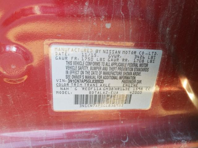 Photo 9 VIN: 3N1CN7AP5GL838933 - NISSAN VERSA S 