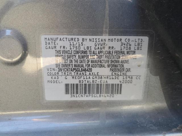 Photo 12 VIN: 3N1CN7AP5GL846420 - NISSAN VERSA S 