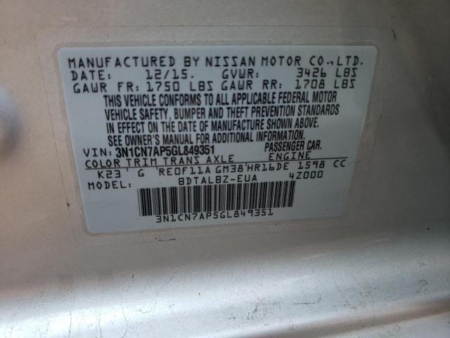 Photo 9 VIN: 3N1CN7AP5GL849351 - NISSAN VERSA S 