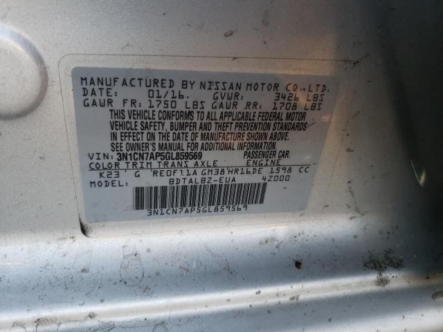 Photo 11 VIN: 3N1CN7AP5GL859569 - NISSAN VERSA S 