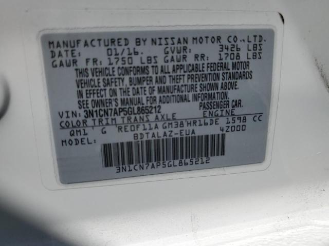 Photo 11 VIN: 3N1CN7AP5GL865212 - NISSAN VERSA S 