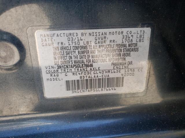 Photo 11 VIN: 3N1CN7AP5GL876646 - NISSAN VERSA 