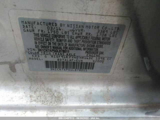 Photo 8 VIN: 3N1CN7AP5GL878011 - NISSAN VERSA 