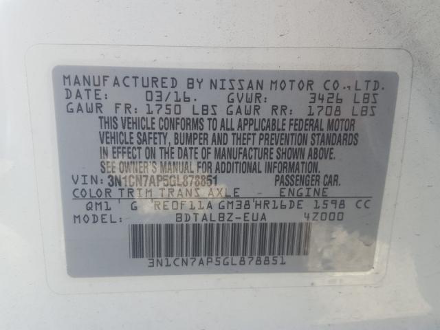 Photo 9 VIN: 3N1CN7AP5GL878851 - NISSAN VERSA S 