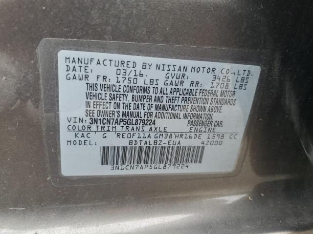 Photo 11 VIN: 3N1CN7AP5GL879224 - NISSAN VERSA 