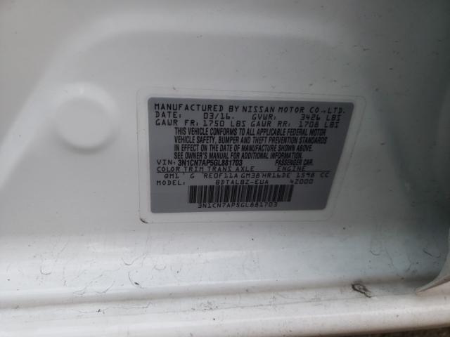 Photo 9 VIN: 3N1CN7AP5GL881703 - NISSAN VERSA S 