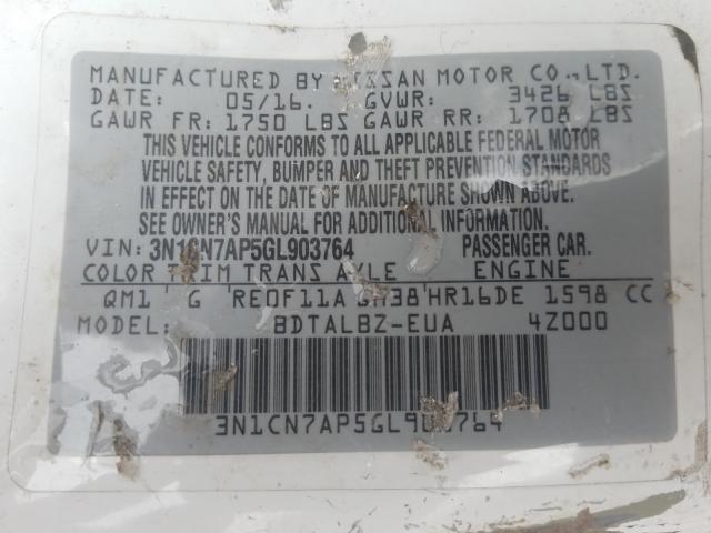 Photo 9 VIN: 3N1CN7AP5GL903764 - NISSAN VERSA S 