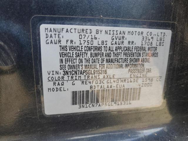 Photo 11 VIN: 3N1CN7AP5GL915316 - NISSAN VERSA 