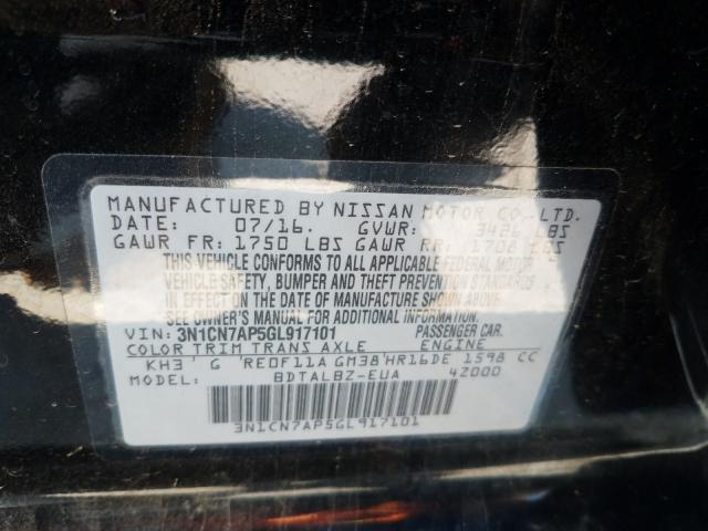 Photo 9 VIN: 3N1CN7AP5GL917101 - NISSAN VERSA S 