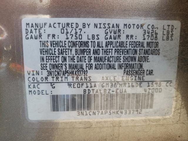 Photo 9 VIN: 3N1CN7AP5HK433792 - NISSAN VERSA S 