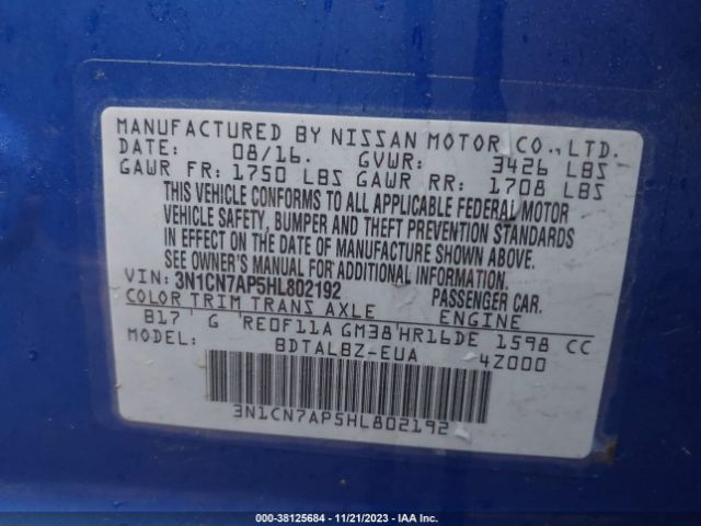 Photo 8 VIN: 3N1CN7AP5HL802192 - NISSAN VERSA 