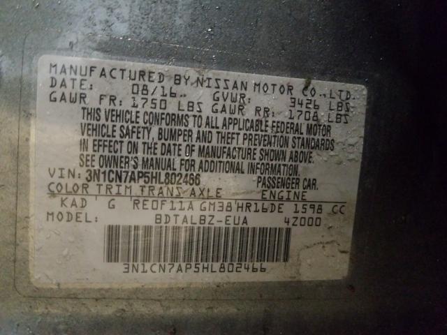 Photo 9 VIN: 3N1CN7AP5HL802466 - NISSAN VERSA S 