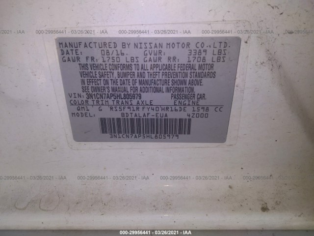 Photo 8 VIN: 3N1CN7AP5HL805979 - NISSAN VERSA SEDAN 