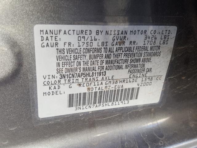 Photo 9 VIN: 3N1CN7AP5HL811913 - NISSAN VERSA S 