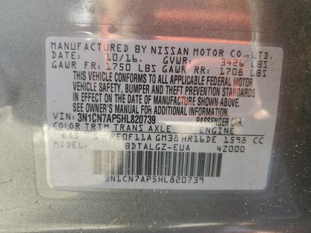 Photo 12 VIN: 3N1CN7AP5HL820739 - NISSAN VERSA S 