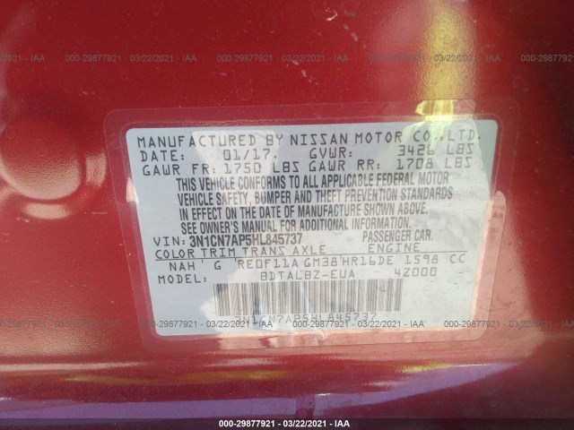 Photo 8 VIN: 3N1CN7AP5HL845737 - NISSAN VERSA SEDAN 