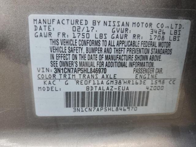 Photo 12 VIN: 3N1CN7AP5HL846970 - NISSAN VERSA S 