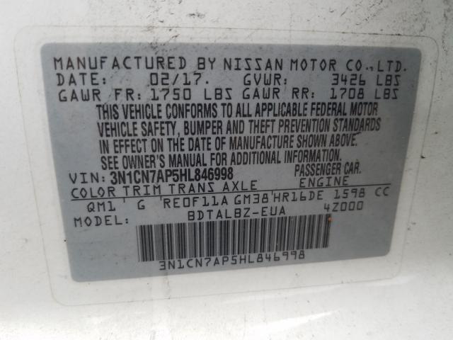 Photo 9 VIN: 3N1CN7AP5HL846998 - NISSAN VERSA S 