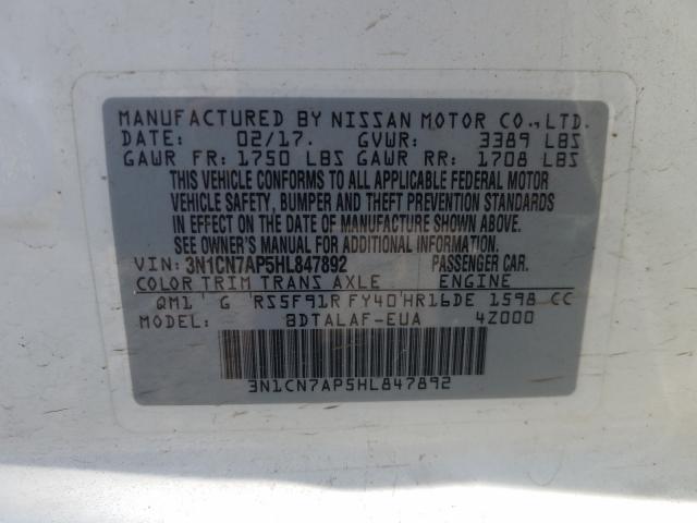 Photo 9 VIN: 3N1CN7AP5HL847892 - NISSAN VERSA S 