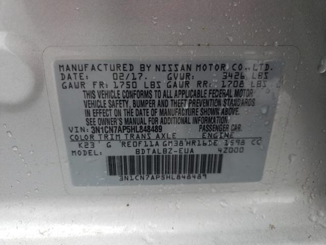 Photo 11 VIN: 3N1CN7AP5HL848489 - NISSAN VERSA S 