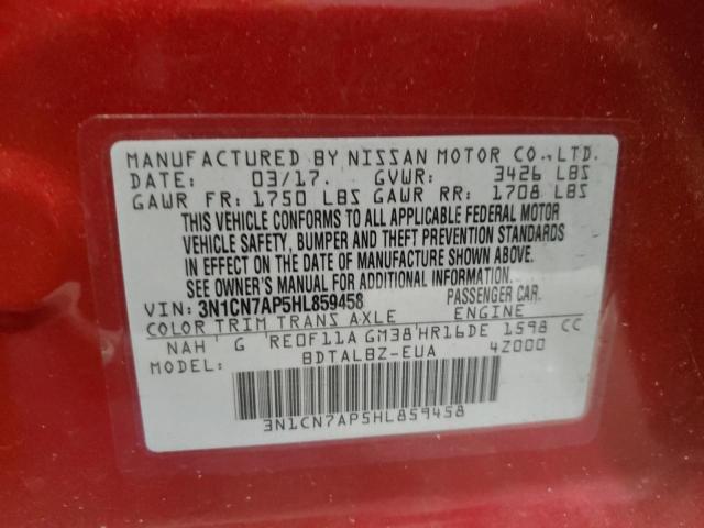 Photo 11 VIN: 3N1CN7AP5HL859458 - NISSAN VERSA 