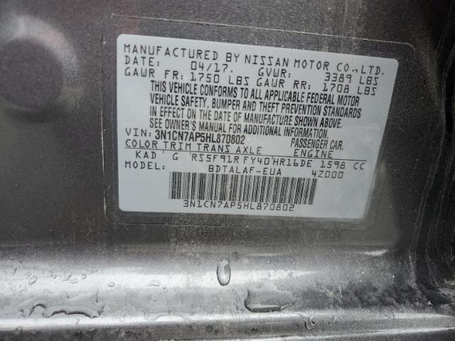 Photo 12 VIN: 3N1CN7AP5HL870802 - NISSAN VERSA S 