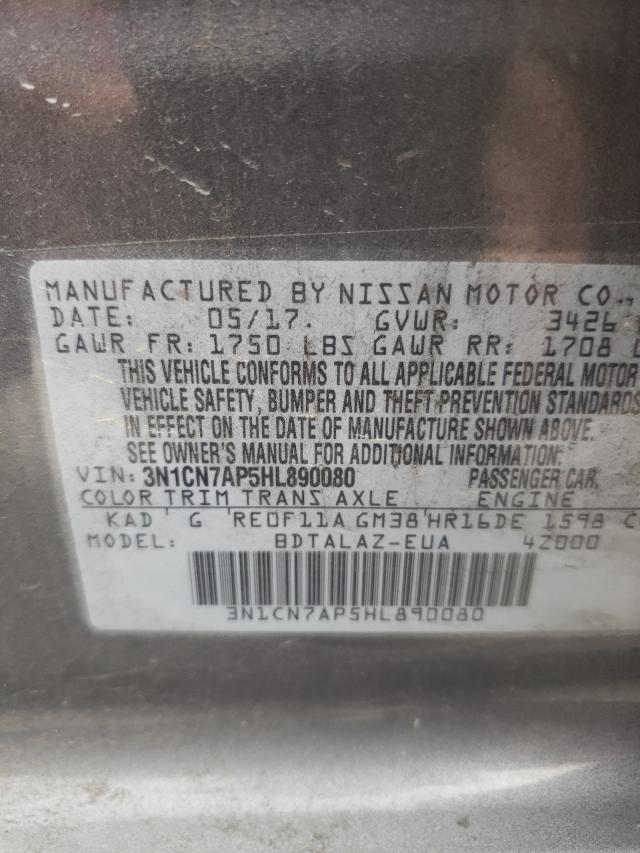 Photo 9 VIN: 3N1CN7AP5HL890080 - NISSAN VERSA S 