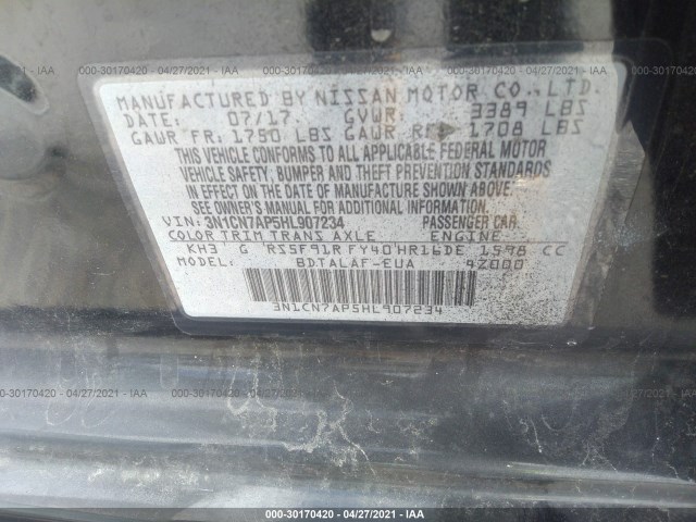 Photo 8 VIN: 3N1CN7AP5HL907234 - NISSAN VERSA SEDAN 