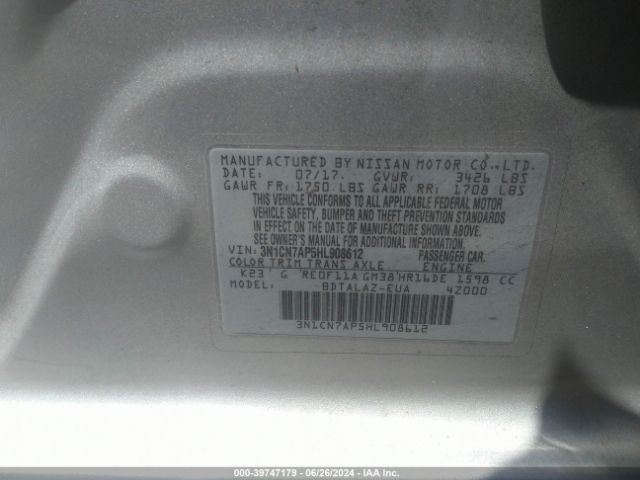 Photo 8 VIN: 3N1CN7AP5HL908612 - NISSAN VERSA 