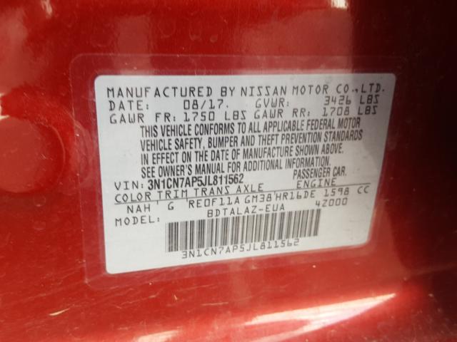 Photo 9 VIN: 3N1CN7AP5JL811562 - NISSAN VERSA S 