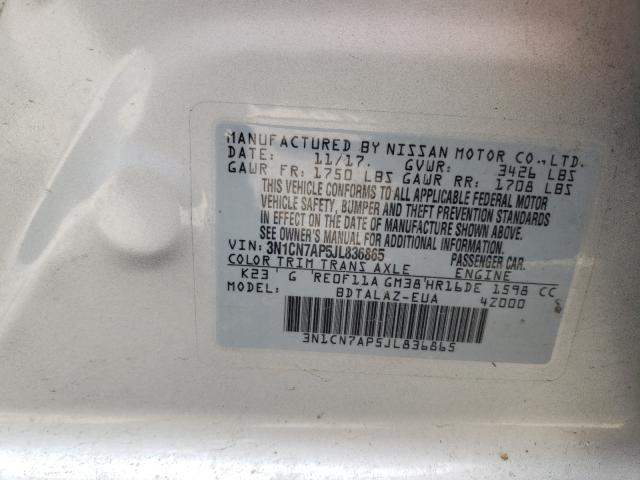 Photo 9 VIN: 3N1CN7AP5JL836865 - NISSAN VERSA S 