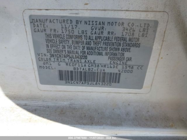 Photo 8 VIN: 3N1CN7AP5JL843220 - NISSAN VERSA 