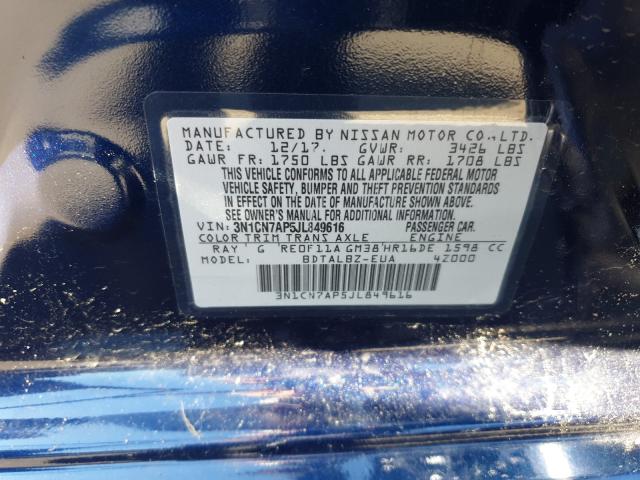 Photo 9 VIN: 3N1CN7AP5JL849616 - NISSAN VERSA S 