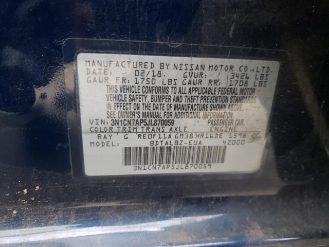 Photo 9 VIN: 3N1CN7AP5JL870059 - NISSAN VERSA S 