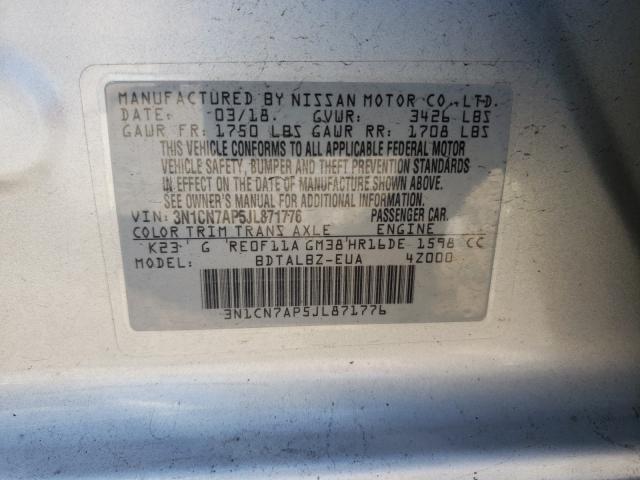 Photo 9 VIN: 3N1CN7AP5JL871776 - NISSAN VERSA S 