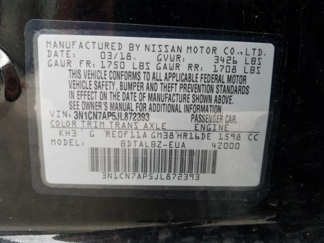 Photo 9 VIN: 3N1CN7AP5JL872393 - NISSAN VERSA S 