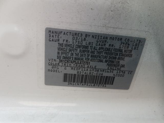 Photo 9 VIN: 3N1CN7AP5JL872751 - NISSAN VERSA S 