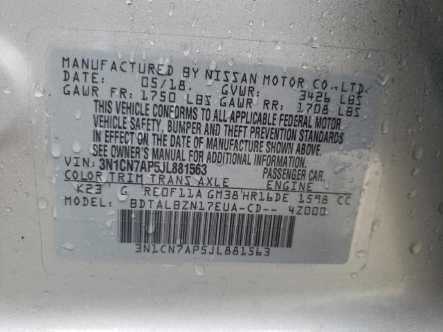 Photo 9 VIN: 3N1CN7AP5JL881563 - NISSAN VERSA 