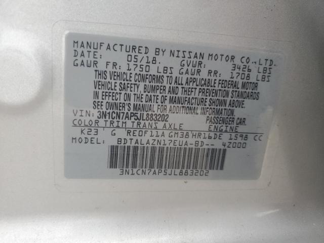 Photo 11 VIN: 3N1CN7AP5JL883202 - NISSAN VERSA S 