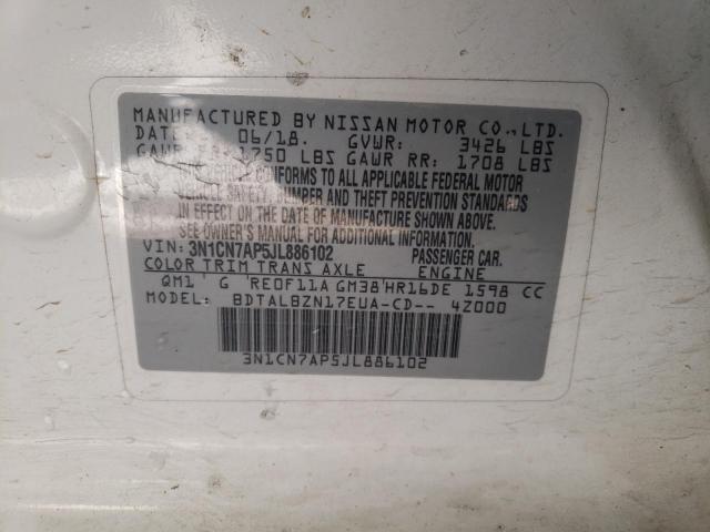 Photo 11 VIN: 3N1CN7AP5JL886102 - NISSAN VERSA S 