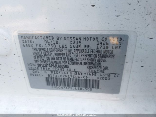 Photo 8 VIN: 3N1CN7AP5JL886505 - NISSAN VERSA 