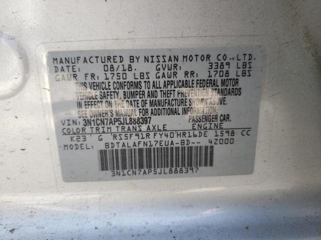 Photo 9 VIN: 3N1CN7AP5JL888397 - NISSAN VERSA 