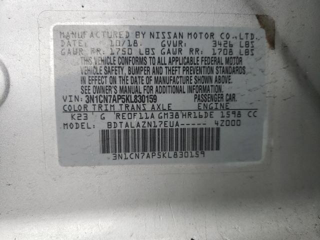 Photo 11 VIN: 3N1CN7AP5KL830159 - NISSAN VERSA S 