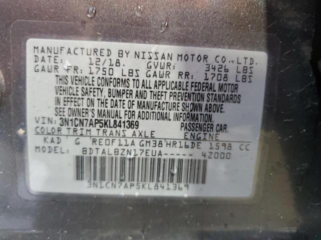 Photo 12 VIN: 3N1CN7AP5KL841369 - NISSAN VERSA 