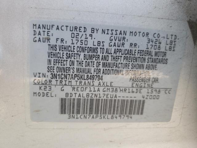 Photo 11 VIN: 3N1CN7AP5KL849794 - NISSAN VERSA 