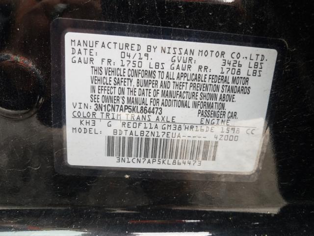 Photo 9 VIN: 3N1CN7AP5KL864473 - NISSAN VERSA S 